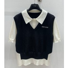 miu miu Cashmere and wool polo sweater white/blue  MMLA57 2025