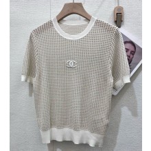 CHANEL knit T-SHIRT white 2025