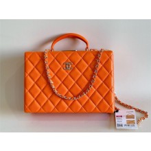 CHANEL Lambskin & Gold-Tone Metal orange Box bag AS5168 2024