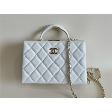 CHANEL Lambskin & Gold-Tone Metal white small Box bag AS5167 2024