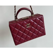 CHANEL Lambskin & Gold-Tone Metal Burgundy small Box bag AS5167 2024