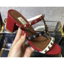 Valentino Heel 6.5cm Rockstud Multicolored Trims Mules Sandals 2019