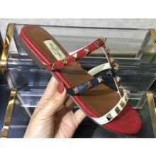 Valentino Rockstud Multicolored Trims Slide Sandals 2019