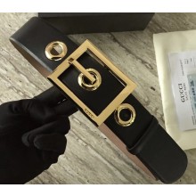 Gucci Width 4.8cm Leather Belt Black With Square Buckle