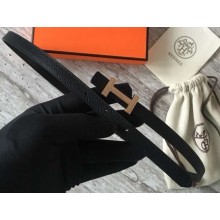 Hermes Width 1.3cm Reversible Leather Constance H Buckle Belt Black/Pink Gold