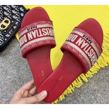 Dior Woven Logo Mules Slipper Sandals Red Runway 2019