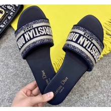 Dior Woven Logo Mules Slipper Sandals Navy Blue Runway 2019