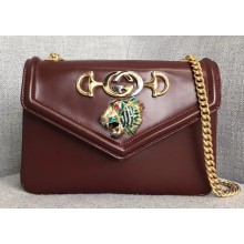 Gucci Interlocking G Horsebit Rajah Small Shoulder Bag 537243 Burgundy 2019