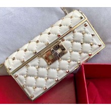 Valentino Rockstud Spike Chain Clutch Bag 0702 Creamy 2019