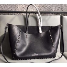 Valentino Rockstud Double Reversible Tote Bag 0501 Guitar Rolling Black