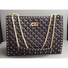 Valentino Rockstud Spike Tote Bag 0346 Black