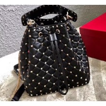 Valentino Rockstud Spike Large Bucket Bag 0059 Black
