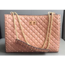 Valentino Rockstud Spike Tote Bag 0346 Apricot