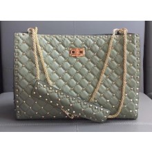 Valentino Rockstud Spike Tote Bag 0346 Pale Green