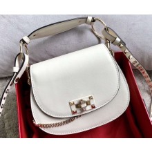 Valentino Leather Vintage Saddle Bag 0034 White 2019