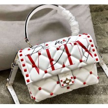Valentino Candystud Medium Top Handle Bag 0055 Be My VLTN White