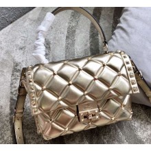 Valentino Candystud Medium Top Handle Bag 0055 Metallic Gold