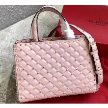 Valentino Rockstud Spike Chain Tote Bag 0061 Crinkled Pink