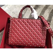 Valentino Rockstud Spike Chain Tote Bag 0061 Red