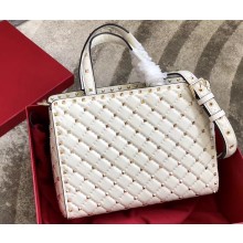 Valentino Rockstud Spike Chain Tote Bag 0061 White