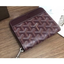 Goyard Zip Around Short Wallet Card Holder Coin Purse Burgundy