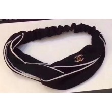 Chanel Logo Tie Headband Black with White Edge