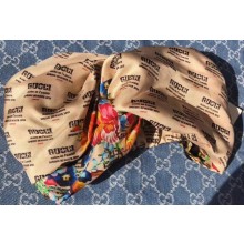 Gucci Stamp And Flowers Print Silk Headband