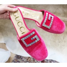 Gucci Crystal G Slipper Velvet Pink 2019