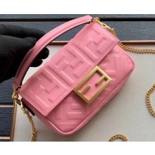 Fendi All-Over FF Motif Leather Mini Baguette Bag Pink 2019