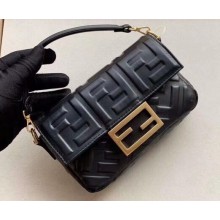 Fendi All-Over FF Motif Leather Mini Baguette Bag Black 2019