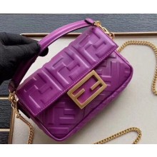 Fendi All-Over FF Motif Leather Mini Baguette Bag Purple 2019