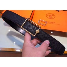 Hermes Width 3.2cm Oscar Buckle Reversible Leather Belt Black/Gold