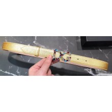 Dolce & Gabbana Width 2.5cm Dauphine Calfskin Belt Gold with Silver Crystals Logo
