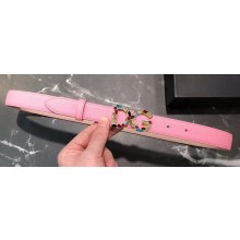 Dolce & Gabbana Width 2.5cm Dauphine Calfskin Belt Pink with Gold Crystals Logo