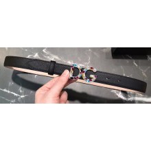 Dolce & Gabbana Width 2.5cm Dauphine Calfskin Belt Black with Silver Crystals Logo