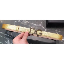 Dolce & Gabbana Width 2.5cm Dauphine Calfskin Belt Gold with Silver Logo