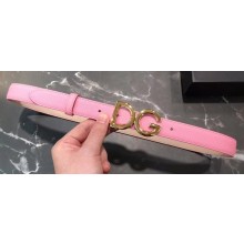 Dolce & Gabbana Width 2.5cm Dauphine Calfskin Belt Pink with Gold Logo