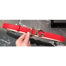 Dolce & Gabbana Width 2.5cm Dauphine Calfskin Belt Red with Silver Logo