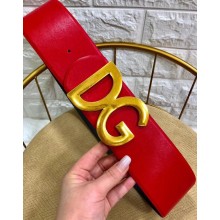 Dolce & Gabbana Width 7cm Belt Red with Gold Logo