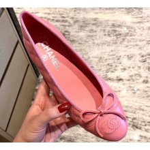 Chanel Lambskin Classic Bow Ballerinas Flats Quilting Dark Pink
