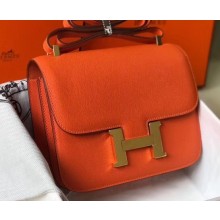 Hermes Constance Mini/MM Bag in Epsom Leather Orange with Gold Hardware