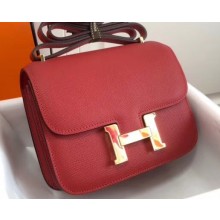 Hermes Constance Mini/MM Bag in Epsom Leather Red with Gold Hardware