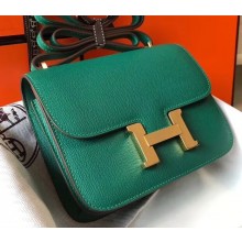 Hermes Constance Mini/MM Bag in Epsom Leather Peacock Green with Gold Hardware