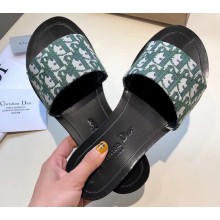 Dior Obliuqe Jacquard Canvas Dway Mules Slipper Sandals Green 2019