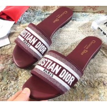 Dior Woven Logo Dway Mules Slipper Sandals Burgundy 2019