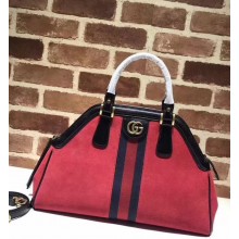 Gucci RE(BELLE) Suede Medium Top Handle Bag ‎516459 Red 2018
