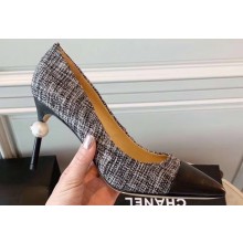 Chanel Pearl Heel 8.5cm Pumps G31983 Tweed 2019