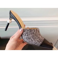 Chanel Pearl Heel 8.5cm Mules G32100 Tweed 2019