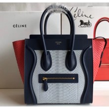 Celine Python Luggage Micro Bag Navy Blue