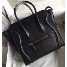 Celine Python Luggage Micro Bag Black